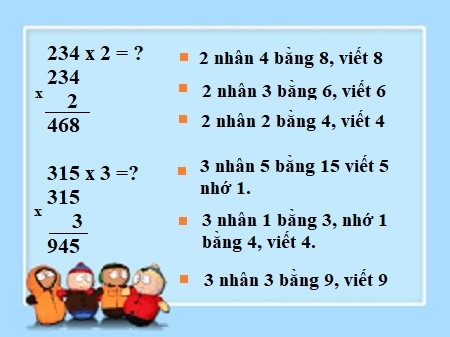 Giải câu 1 bài nhân số có ba chữ số với số có một chữ số